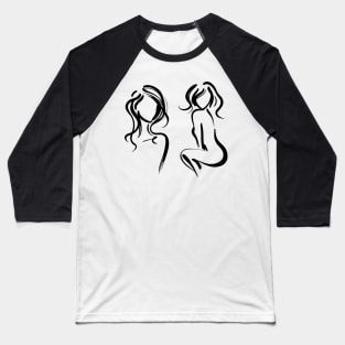 Stick figure woman in black ink Baseball T-Shirt